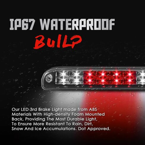 High Mount 3rd Stop Light Assemblies,Compatible with 1999-2016 Ford Super Duty/Ranger/Mazda B-Series Third Center Cargo Reverse Rear LED Brake Light Bar Taillight Two Rows (Red) in Saudi Arabia