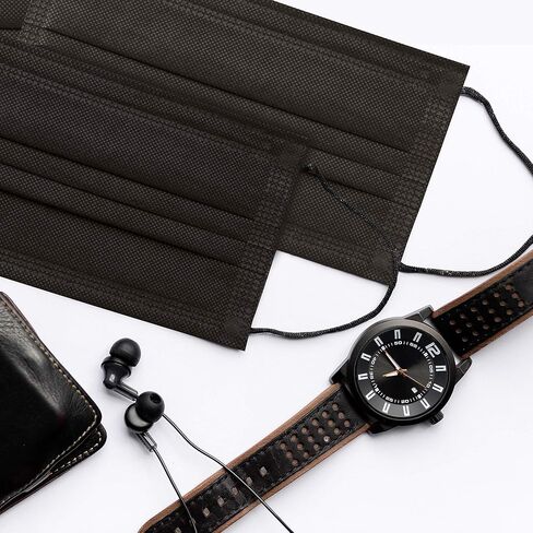 قناع الوجه جامبل [150 عبوة] قناع وجه أسود للاستعمال مرة واحدة، أقنعة ثلاثية الطبقات مع حلقات أذن مرنة in Kuwait