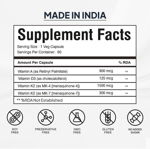 by Palak Notes - Advance Vitamin ADK - Multivitamin - Contains Vitamin A - D3 - K1 - K24 - K27 - Vitamin ADK Supplement - Optimum Vitamin Levels - 3 Fat Soluble Vitamins - Pack of 60 Capsules in Saudi Arabia