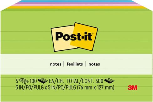 Post-it® Notes, 3 in. x 5 in., Floral Fantasy Collection, Lined, 5 Pads/Pack in Saudi Arabia
