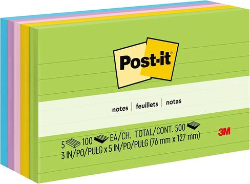 Post-it® Notes, 3 in. x 5 in., Floral Fantasy Collection, Lined, 5 Pads/Pack in Saudi Arabia
