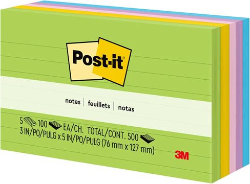 Post-it® Notes, 3 in. x 5 in., Floral Fantasy Collection, Lined, 5 Pads/Pack in Saudi Arabia