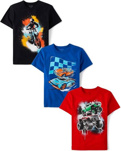 The Children's Place Boys' Vehicles Short Sleeve Graphic T-Shirts,multipacks in Saudi Arabia