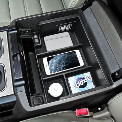 صينية تنظيم وحدة التحكم المركزية متوافقة مع ملحقات Chevy Silverado/GMC Sierra 2014-2018 وTahoe Suburban/Yukon 2015-2020، حامل عملات تخزين مسند الذراع، يستبدل 22817343، أسود in Kuwait