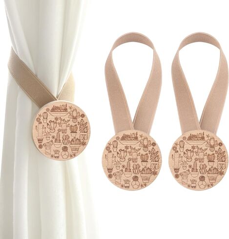 OCIOLI 2 Pack Magnetic Curtain Tiebacks, Cactus Curtain Holdbacks Curtain Tiebacks Curtain Ties Magnetic Tie Backs Curtain Pull Backs Curtain Holders Curtain Tie Backs for Curtains in Saudi Arabia