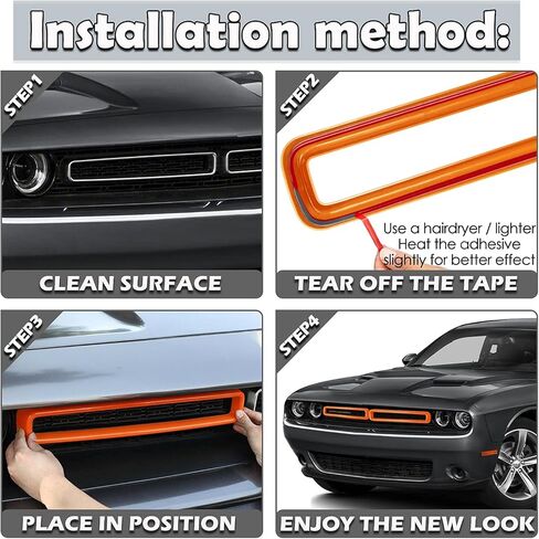 ملحقات خارجية لشبكة الشواية الأمامية تناسب دودج تشالنجر 2015-2024، قطعتين (أزرق) in Kuwait