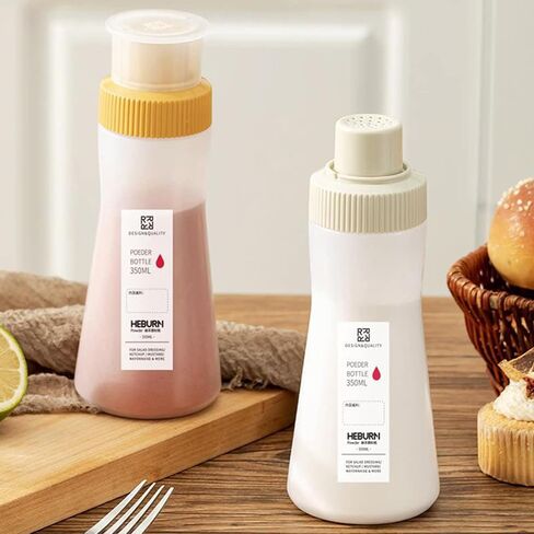 Plastic Powder Shaker with Lid, Uniform Discharge Hole Shaker, for Sifter Cocoa,Cinnamon Powder,Icing Sugar,Chocolate Coffee (11.8oz*3pcs) in Saudi Arabia
