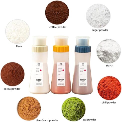 Plastic Powder Shaker with Lid, Uniform Discharge Hole Shaker, for Sifter Cocoa,Cinnamon Powder,Icing Sugar,Chocolate Coffee (11.8oz*3pcs) in Saudi Arabia