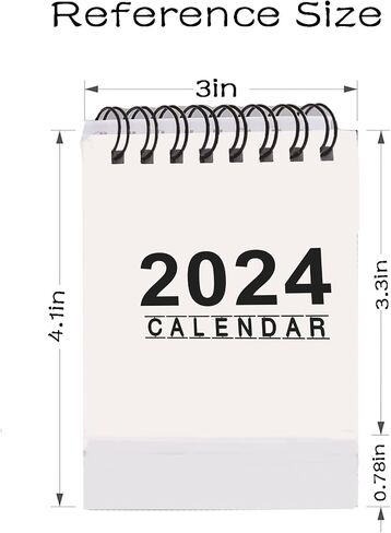 2 Pack Mini Desk Calendar, Small Calendar 2024, January 2024 to June 2025, Minimalist 3" x 4" Standing Flip Desktop Calendar with Black Coil for Home Office School Desk Decorations (white) in Saudi Arabia