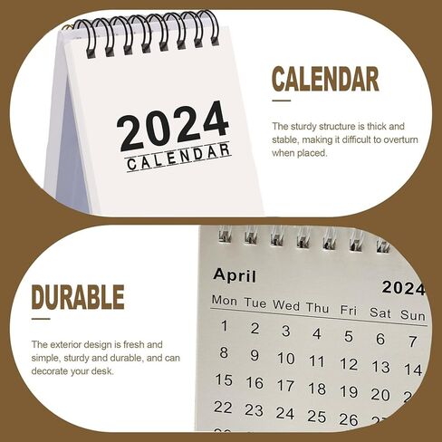 2 Pack Mini Desk Calendar, Small Calendar 2024, January 2024 to June 2025, Minimalist 3" x 4" Standing Flip Desktop Calendar with Black Coil for Home Office School Desk Decorations (white) in Saudi Arabia
