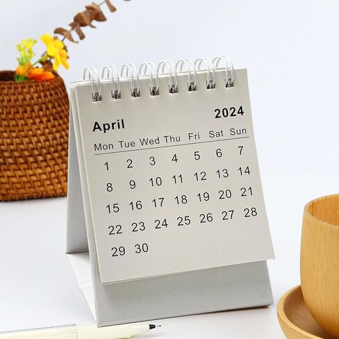 2 Pack Mini Desk Calendar, Small Calendar 2024, January 2024 to June 2025, Minimalist 3" x 4" Standing Flip Desktop Calendar with Black Coil for Home Office School Desk Decorations (white) in Saudi Arabia