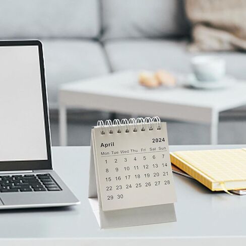 2 Pack Mini Desk Calendar, Small Calendar 2024, January 2024 to June 2025, Minimalist 3" x 4" Standing Flip Desktop Calendar with Black Coil for Home Office School Desk Decorations (white) in Saudi Arabia