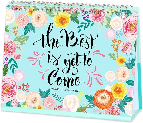 Desk Calendar 2024 - Jan. 2024 - Dec. 2024, 2024 Desk Calendar Standing Flip, 9.8" x 8.3", 2024 Desktop Calendar with Thick Paper, Memo Pages + Twin-Wire Binding + Unruled Blocks - Floral in Kuwait