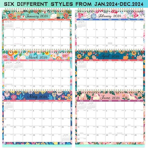 Desk Calendar 2024 - Jan. 2024 - Dec. 2024, 2024 Desk Calendar Standing Flip, 9.8" x 8.3", 2024 Desktop Calendar with Thick Paper, Memo Pages + Twin-Wire Binding + Unruled Blocks - Floral in Kuwait