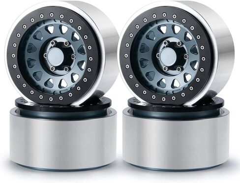 RCLIONS 4PCS Aluminum Alloy 2.9" RC Beadlock Wheels Rims for Axail SCX6 AXI05000 1/6th RC Crawler Car (Titanium) in Saudi Arabia