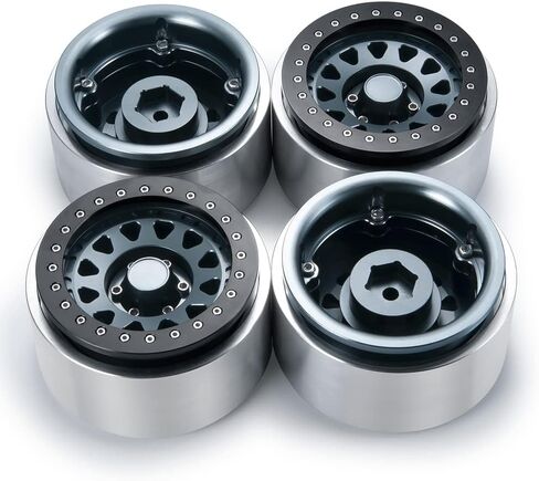 RCLIONS 4PCS Aluminum Alloy 2.9" RC Beadlock Wheels Rims for Axail SCX6 AXI05000 1/6th RC Crawler Car (Titanium) in Saudi Arabia