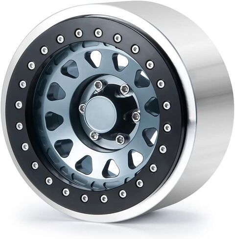 RCLIONS 4PCS Aluminum Alloy 2.9" RC Beadlock Wheels Rims for Axail SCX6 AXI05000 1/6th RC Crawler Car (Titanium) in Saudi Arabia