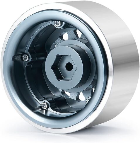 RCLIONS 4PCS Aluminum Alloy 2.9" RC Beadlock Wheels Rims for Axail SCX6 AXI05000 1/6th RC Crawler Car (Titanium) in Saudi Arabia