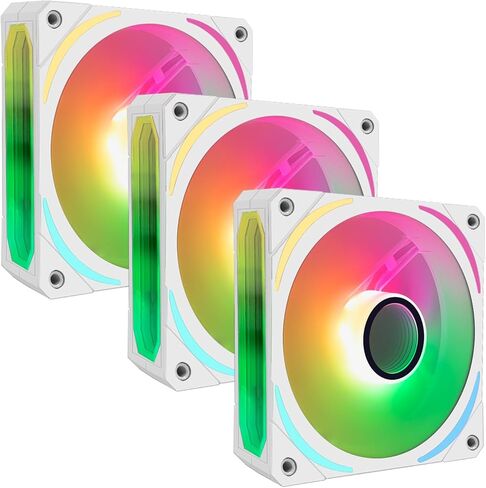 RGB Fans 120mm PWM Fans 3 Pack PC argb Fans, HA-120 PWM PC Fans RGB PC Fans 120mm with 12v 4pin pwm and 5v 3pin argb Plug, Infinity Mirror ARGB Fans 120mm - Low Noise Computer Fans for PC Case in Kuwait
