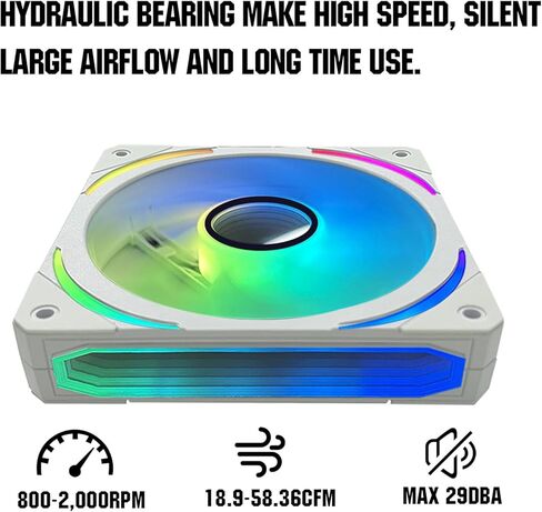 RGB Fans 120mm PWM Fans 3 Pack PC argb Fans, HA-120 PWM PC Fans RGB PC Fans 120mm with 12v 4pin pwm and 5v 3pin argb Plug, Infinity Mirror ARGB Fans 120mm - Low Noise Computer Fans for PC Case in Kuwait