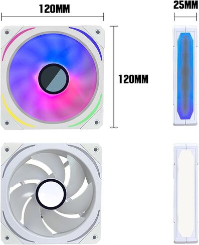 RGB Fans 120mm PWM Fans 3 Pack PC argb Fans, HA-120 PWM PC Fans RGB PC Fans 120mm with 12v 4pin pwm and 5v 3pin argb Plug, Infinity Mirror ARGB Fans 120mm - Low Noise Computer Fans for PC Case in Kuwait