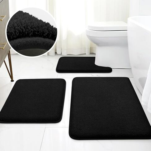 HOMEIDEAS Upgraded Bathroom Rugs Set 3 Piece, Extra Thick Absorbent Soft Memory Foam, Washable Toilet Bath Mat (Burgundy Red) in Saudi Arabia