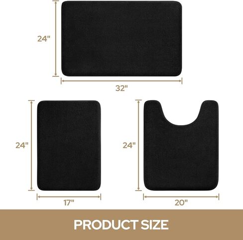 HOMEIDEAS Upgraded Bathroom Rugs Set 3 Piece, Extra Thick Absorbent Soft Memory Foam, Washable Toilet Bath Mat (Burgundy Red) in Saudi Arabia