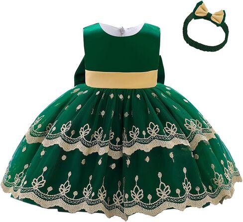 Dressy Daisy Baby Toddler Girls' Special Occasion Dresses Wedding Flower Girl Christmas Party Fancy Ball Gown with Headband in Saudi Arabia