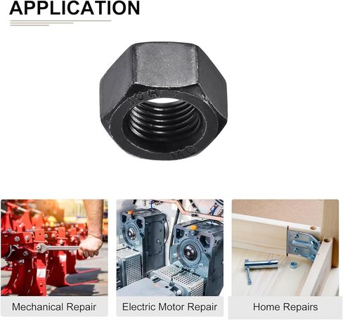 M12x1.25mm(DxP) Hex Nuts - 20Pack - Good for Home Garage Repair - Carbon Steel Oxide Coating Hexagonal Nuts - Black in Kuwait