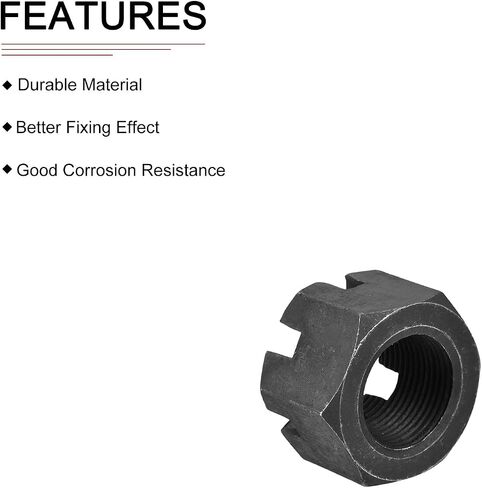 M30x2mm(DxP) Slotted Hex Castle Nuts - 1Pack - Good for Machinery Repairing - Carbon Steel Blackened Hexagon Nuts - Black in Saudi Arabia