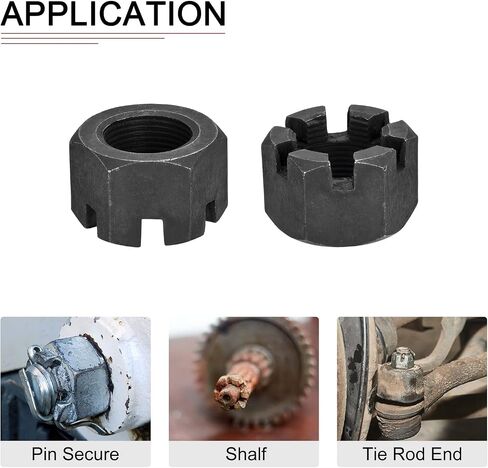 M30x2mm(DxP) Slotted Hex Castle Nuts - 1Pack - Good for Machinery Repairing - Carbon Steel Blackened Hexagon Nuts - Black in Saudi Arabia
