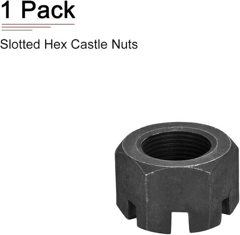 M30x2mm(DxP) Slotted Hex Castle Nuts - 1Pack - Good for Machinery Repairing - Carbon Steel Blackened Hexagon Nuts - Black in Saudi Arabia