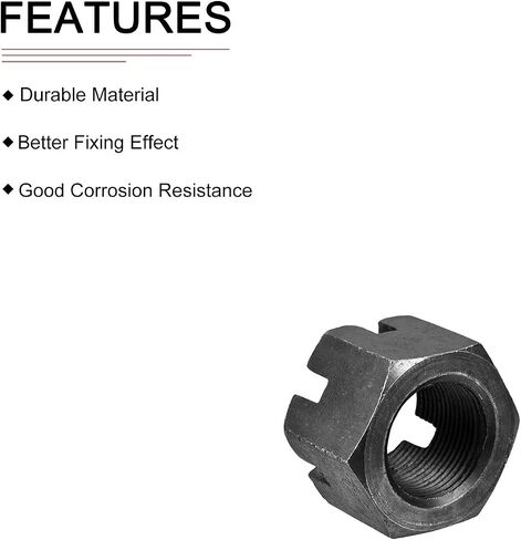 M30x2mm(DxP) Slotted Hex Castle Nuts - 1Pack - Good for Machinery Repairing - Carbon Steel Blackened Hexagon Nuts - Black in Saudi Arabia