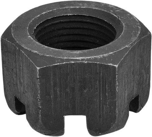 M30x2mm(DxP) Slotted Hex Castle Nuts - 1Pack - Good for Machinery Repairing - Carbon Steel Blackened Hexagon Nuts - Black in Saudi Arabia