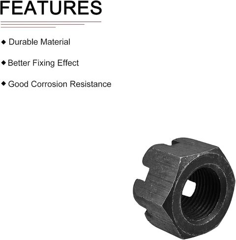 M30x2mm(DxP) Slotted Hex Castle Nuts - 1Pack - Good for Machinery Repairing - Carbon Steel Blackened Hexagon Nuts - Black in Saudi Arabia