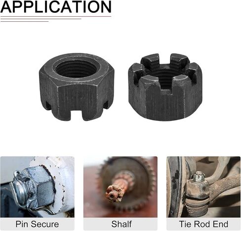 M30x2mm(DxP) Slotted Hex Castle Nuts - 1Pack - Good for Machinery Repairing - Carbon Steel Blackened Hexagon Nuts - Black in Saudi Arabia