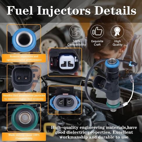 Fuel Injector 4 Holes Compatible with Polaris Ranger 800 Ranger Crew 800 Ranger XP 800 RZR 800 Replaces OE 0280158197 1204319 (Set of 2) in Saudi Arabia