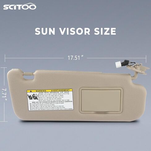 SCITOO Beige Right Passenger Side Auto Sun Visor Assembly fit for 2006-2008 for Hyundai Sonata with Sunroof in Saudi Arabia