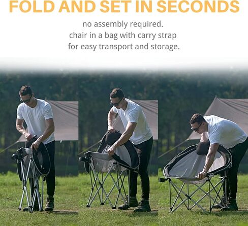 FUNDANGO Oversized Folding Camping Chair Moon Chair for Adults with Headrest, Cup Holder, Carry Bag, Portable Round Chair for Outdoor Hiking, Fishing, Picnic, Camp, Lawn in Saudi Arabia