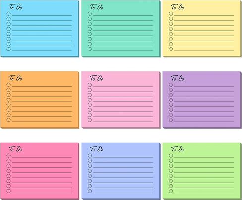 to Do List Sticky Notes Assorted Colors Lined Self Stick Note Pads Adhesive Memo for Planner Reminder Studying, Home Office Supplies, 3 x 4 Inch (Simple Colors, 9 Pieces) in Saudi Arabia