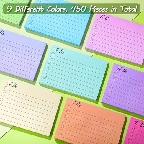 to Do List Sticky Notes Assorted Colors Lined Self Stick Note Pads Adhesive Memo for Planner Reminder Studying, Home Office Supplies, 3 x 4 Inch (Simple Colors, 9 Pieces) in Saudi Arabia