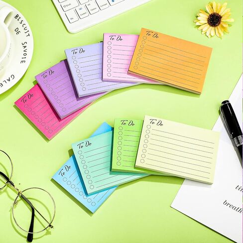 to Do List Sticky Notes Assorted Colors Lined Self Stick Note Pads Adhesive Memo for Planner Reminder Studying, Home Office Supplies, 3 x 4 Inch (Simple Colors, 9 Pieces) in Saudi Arabia