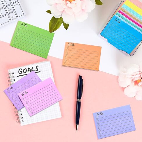 to Do List Sticky Notes Assorted Colors Lined Self Stick Note Pads Adhesive Memo for Planner Reminder Studying, Home Office Supplies, 3 x 4 Inch (Simple Colors, 9 Pieces) in Saudi Arabia