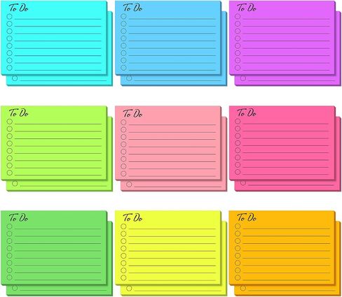to Do List Sticky Notes Assorted Colors Lined Self Stick Note Pads Adhesive Memo for Planner Reminder Studying, Home Office Supplies, 3 x 4 Inch (Simple Colors, 9 Pieces) in Saudi Arabia