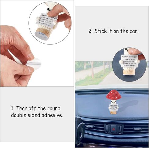 Dahey فطر كروشيه مضحك مع بطاقة إيجابية، لطيف دمية صوف محبوكة صغيرة ابتهج لعبة لتزيين حفلات أعياد الميلاد والتشجيع، هدايا إبداعية للنساء والأصدقاء والأطفال، أحمر in Kuwait