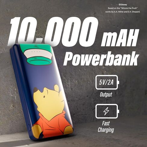 Disney Winnie The Pooh 10,000Mah Power Bank- Universally Compatible Portable Phone Charger Battery Pack w/USB Charging Port - Classic Winnie The Pooh Gifts for Women, Men, Teens and Kids in Saudi Arabia