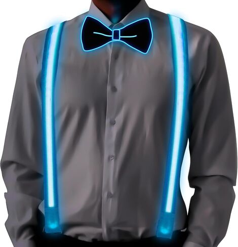 Light Up Suspenders, Glow in the Dark Suspenders, Mens Neon Outfits for Parties, DJ, EDM, 80s, Rave Outfits in Saudi Arabia