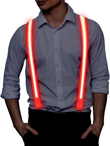 Light Up Suspenders, Glow in the Dark Suspenders, Mens Neon Outfits for Parties, DJ, EDM, 80s, Rave Outfits in Saudi Arabia