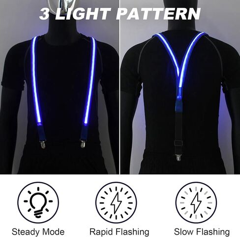 Light Up Suspenders, Glow in the Dark Suspenders, Mens Neon Outfits for Parties, DJ, EDM, 80s, Rave Outfits in Saudi Arabia
