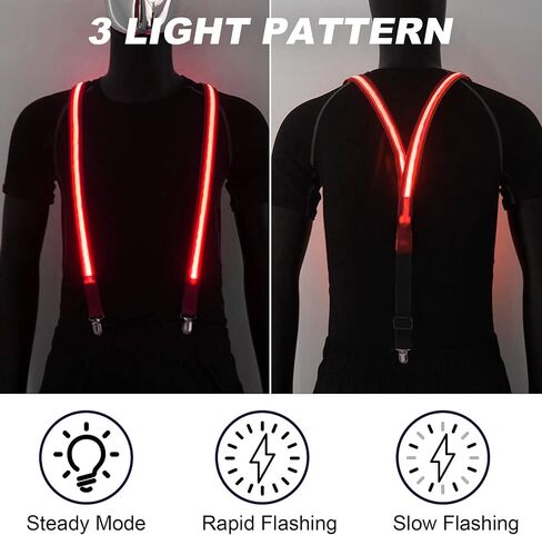 Light Up Suspenders, Glow in the Dark Suspenders, Mens Neon Outfits for Parties, DJ, EDM, 80s, Rave Outfits in Saudi Arabia